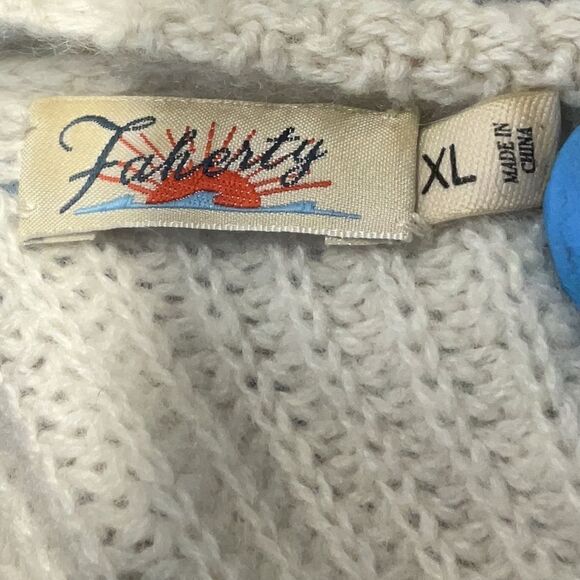 Faherty 100% Cashmere Cloud Cardigan Sweater Cream Ivory Super Soft Pockets XL - Picture 5 of 8